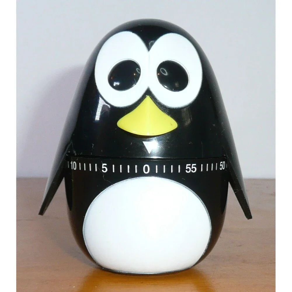 Penguin Kitchen Egg Timer Black White up to 60 Minutes from Kikkerland Kitsch